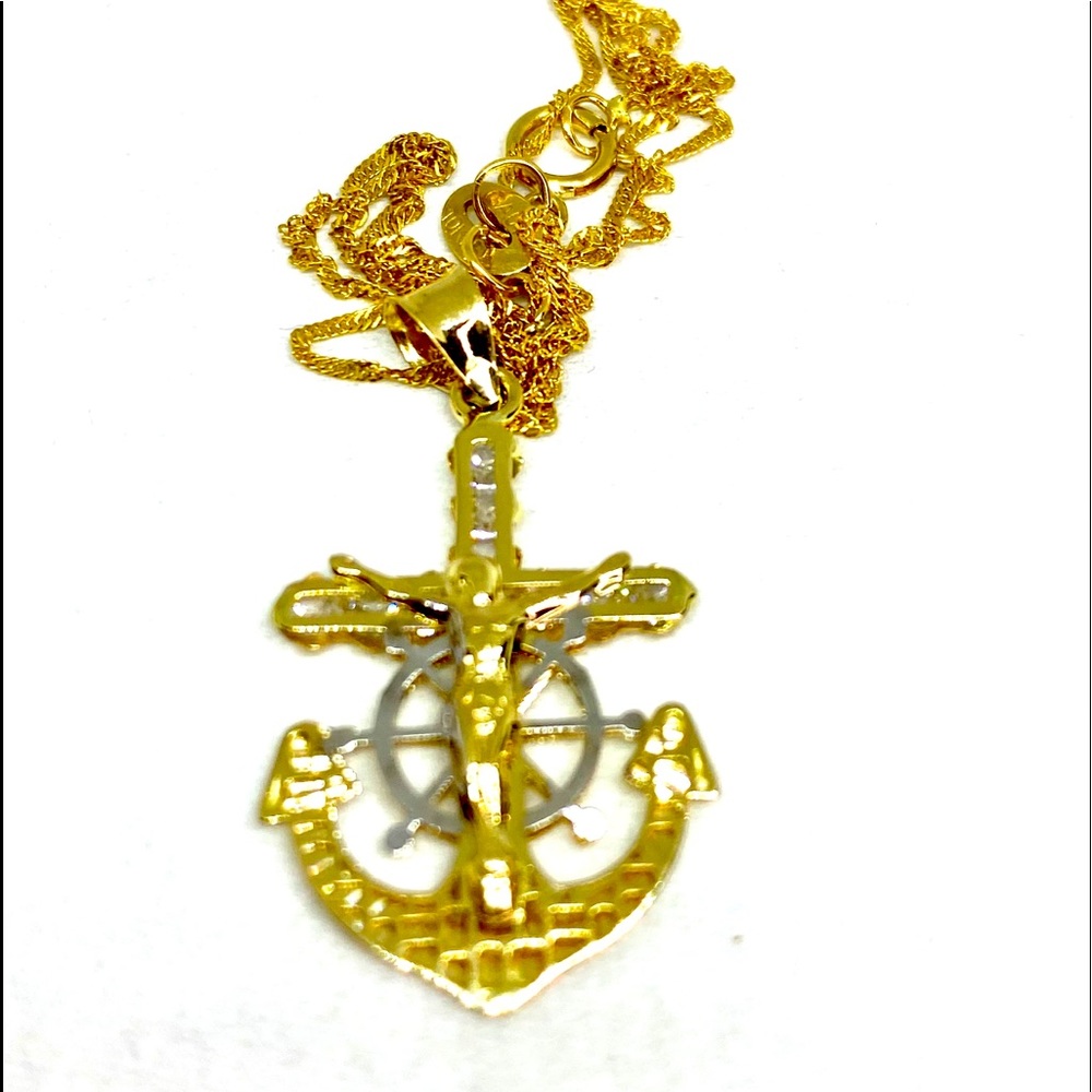 Necklace pendant and chain solid gold 79%off